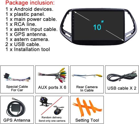 لراديو جيب باتريوت كومباس 2017-2019 ستيريو سيارة لاسلكي/سلكي Apple Carplay Android Auto EQ مع شاشة لمس IPS مقاس 10.1 بوصة نظام ملاحة GPS مدمج DSP وحدة رأس بلوتوث كاميرا احتياطية مجانية in Kuwait