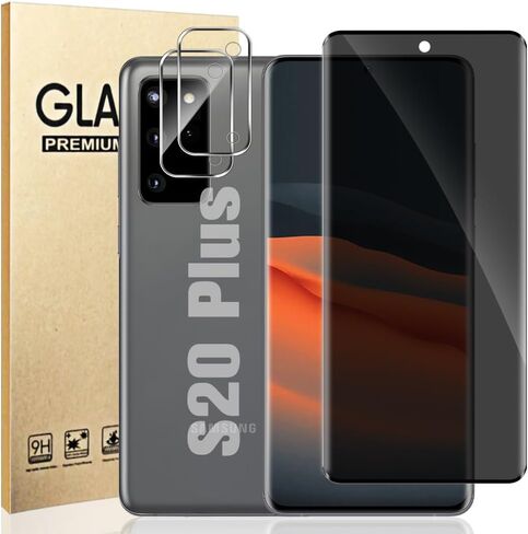 1+2 واقي شاشة للخصوصية لهاتف Galaxy S20 Plus مع واقي عدسة الكاميرا، زجاج مقسى مضاد للتجسس، تغطية كاملة ثلاثية الأبعاد، سهل التركيب لهاتف Samsung Galaxy S20 Plus 5G 6.7 بوصة in Saudi Arabia