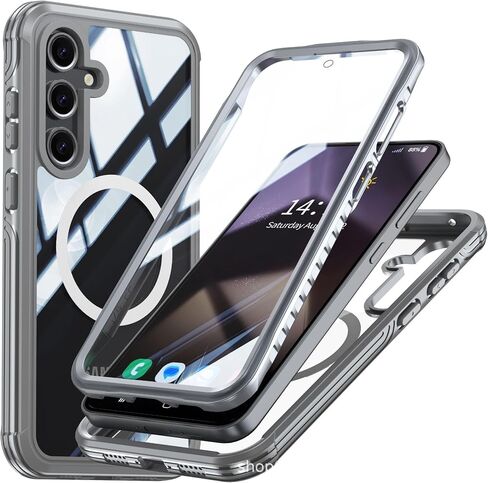 Miimall Strong Magnetic for Samsung Galaxy S25 Ultra Case,[Built-in Glass Screen Protector][Compatible with Magsafe][Military Shockproof Dropproof] Full Heavy Duty Cases for S25Ultra, Purple/Clear in Saudi Arabia
