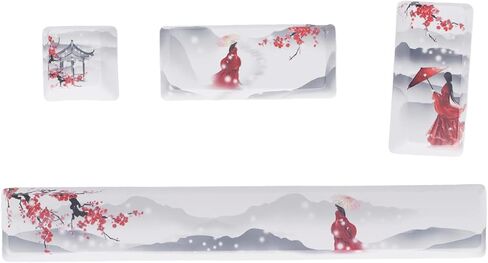 ASHATA 4Pcs Custom Keycaps Ice Mountain Snow Girl Patterm, Space, ESC, Enter and Numpad Enter Keys Comfortable Feel Color Lasting Anime Personality DIY PTB Keycaps for Mechanical Keyboards in Saudi Arabia