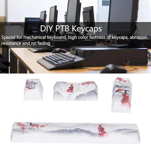ASHATA 4Pcs Custom Keycaps Ice Mountain Snow Girl Patterm, Space, ESC, Enter and Numpad Enter Keys Comfortable Feel Color Lasting Anime Personality DIY PTB Keycaps for Mechanical Keyboards in Saudi Arabia