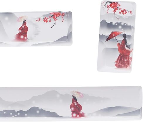 ASHATA 4Pcs Custom Keycaps Ice Mountain Snow Girl Patterm, Space, ESC, Enter and Numpad Enter Keys Comfortable Feel Color Lasting Anime Personality DIY PTB Keycaps for Mechanical Keyboards in Saudi Arabia