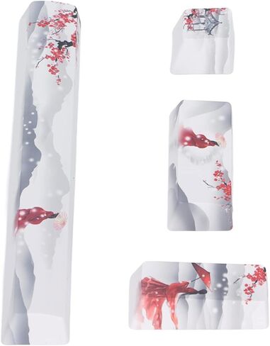 ASHATA 4Pcs Custom Keycaps Ice Mountain Snow Girl Patterm, Space, ESC, Enter and Numpad Enter Keys Comfortable Feel Color Lasting Anime Personality DIY PTB Keycaps for Mechanical Keyboards in Saudi Arabia