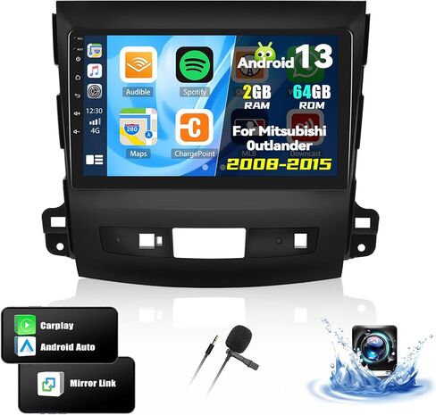 ستيريو سيارة CamECHO 2+64G Android 13 لسيارة Mitsubishi Outlander 2008-2015، راديو CarPlay لاسلكي وراديو سيارة Android Auto، شاشة لمس 9 بوصات داخل لوحة القيادة GPS مع بلوتوث WiFi RDS SWC Mirror Link in Saudi Arabia