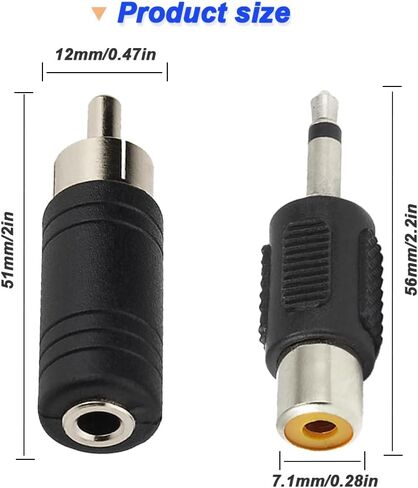 محول RCA إلى 3.5 مم، قابس ذكر RCA إلى موصل صوت مقبس أحادي 1/8 بوصة أنثى ووصلة أنثى RCA إلى موصل صوت مقبس أحادي 1/8 بوصة ذكر لجهاز الاستقبال ومكبر الصوت ومعدات الصوت (20 حزمة) in Saudi Arabia