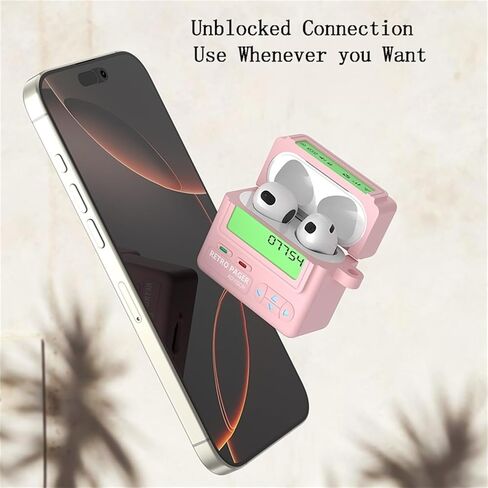 SKPY 3D Pager Case Compatible with AirPods 4 Case Cover, Shock-Proof Protective Cute Soft Silicone Luminous Case with Cleaning Pen, Lanyard for Men Women in Saudi Arabia