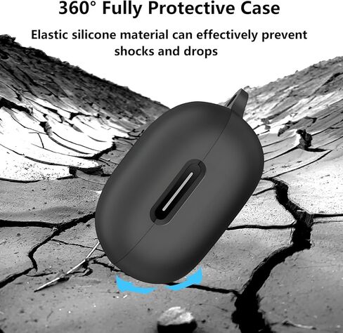 غطاء حافظة متوافق مع سماعات Soundcore P40i من Anker Earbuds، غطاء من السيليكون مع مجموعة أدوات تنظيف وغطاء واقٍ مقاوم للصدمات مع سلسلة مفاتيح إكسسوارات Carabiner (أسود) in Kuwait