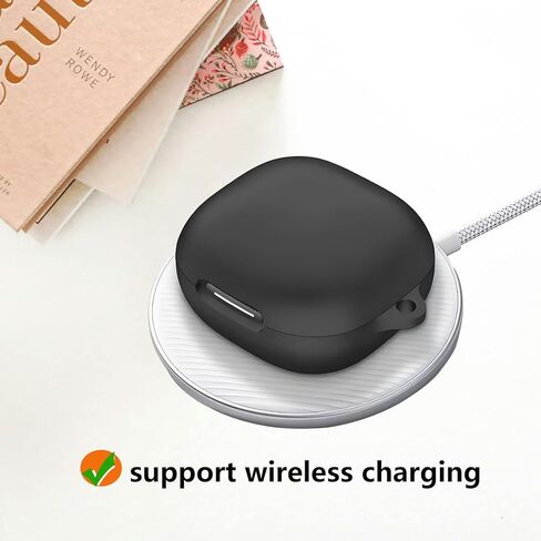 غطاء حافظة متوافق مع سماعات Soundcore P40i من Anker Earbuds، غطاء من السيليكون مع مجموعة أدوات تنظيف وغطاء واقٍ مقاوم للصدمات مع سلسلة مفاتيح إكسسوارات Carabiner (أسود) in Kuwait