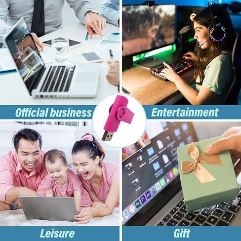 محركات أقراص فلاش USB بسعة 256 ميجابايت، محركات أقراص الإبهام، بطاقات ذاكرة بندريف مع محول OTG ومحول Type-C/USB C (وردي) in Kuwait