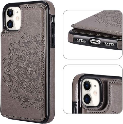 حافظة UEEBAI لهاتف iPhone 12 Mini مقاس 5.4 بوصة، حافظة جلدية PU فاخرة [مشبك مغناطيسي] [فتحات للبطاقات] وظيفة الوقوف نمط زهرة الفراشة غطاء محفظة خلفي ناعم متين مقاوم للصدمات من مادة TPU - أخضر نعناعي in Kuwait