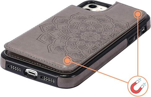 حافظة UEEBAI لهاتف iPhone 12 Mini مقاس 5.4 بوصة، حافظة جلدية PU فاخرة [مشبك مغناطيسي] [فتحات للبطاقات] وظيفة الوقوف نمط زهرة الفراشة غطاء محفظة خلفي ناعم متين مقاوم للصدمات من مادة TPU - أخضر نعناعي in Kuwait
