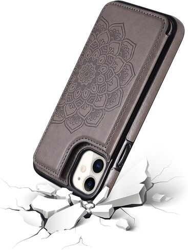 حافظة UEEBAI لهاتف iPhone 12 Mini مقاس 5.4 بوصة، حافظة جلدية PU فاخرة [مشبك مغناطيسي] [فتحات للبطاقات] وظيفة الوقوف نمط زهرة الفراشة غطاء محفظة خلفي ناعم متين مقاوم للصدمات من مادة TPU - أخضر نعناعي in Kuwait