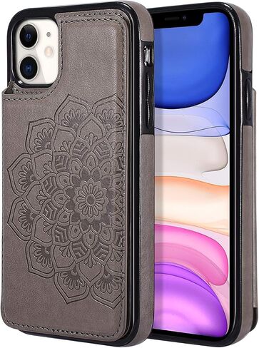 حافظة UEEBAI لهاتف iPhone 12 Mini مقاس 5.4 بوصة، حافظة جلدية PU فاخرة [مشبك مغناطيسي] [فتحات للبطاقات] وظيفة الوقوف نمط زهرة الفراشة غطاء محفظة خلفي ناعم متين مقاوم للصدمات من مادة TPU - أخضر نعناعي in Kuwait