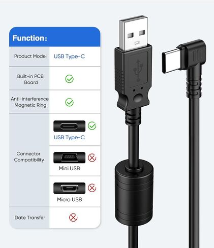 Charger Cable for Garmin GPS,(3Ft 18AWG) Thicker Shielded Mini USB Charging Cord for Garmin Nuvi,90 Degree GPS Replacement Power Adapter Wire for Garmin Drivesmart 65,Zumo XT,Dezl,Navigation in Saudi Arabia