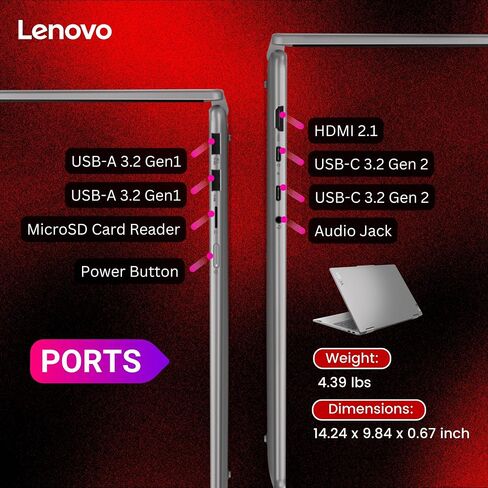 Lenovo Yoga 7 2-in-1 AI Laptop, 16" 1920x1200 Touchscreen, AMD Ryzen 7 8840HS(>i7-12700H, 5.10 GHz), Copilot, Backlit Keyboard, Fingerprint, Windows 11 Pro, Gray(16GB 6400 MHz DDR5 RAM | 1TB SSD) in Saudi Arabia