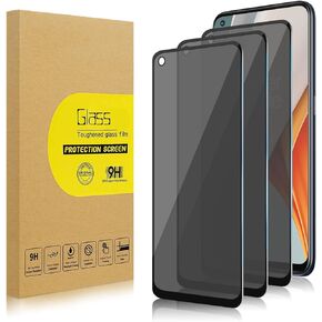 3 Pack Privacy Screen Protector for OnePlus Nord N100 [Anti-Spy Tempered Glass], Ultra HD, Anti-Scratch, Bubble-Free, Easy Install 9H Protective Glass for 1+ Nord N100