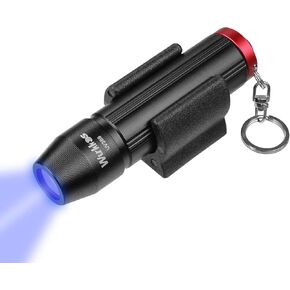 Wurkkos UV Flashlight 365nm Black Light with Adhesive Mini Ultraviolet LED Blacklight Woods Lamp Powerful Fluorescent Portable Detector for Pet Urine Stains,Scorpions,Resin Curing