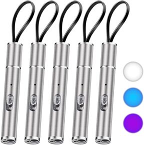 5 Pcs Pen Light Flashlight - Rechargeable Pen Light with UV Black Light and Blue Flashlight, 3 Modes Pen Flashlight Pocket Flashlight for Repair Nurse Outdoor Work, 395nm UV Light Mini Flashlights