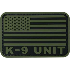 K9 Flag Patch 3x2 inches Black and White with Hook Fastener Back for Hats Caps Vests Clothing Bags Backpacks (White, S3 x2)