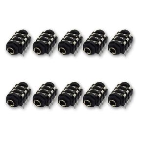6.35mm(1/4") Female Stereo Jack Socket Panel PCB Welding Silver Thread Pack of 10