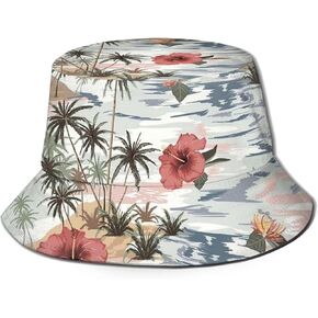 Tropical Hawaii Bucket Hat Sun Beach Packable Fishman Hat for Outdoor Camping Fishing