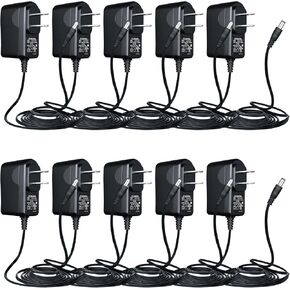 10PCS 10ft Long DC 12V 1A 1000mA Power Supply Adapter, 12W AC to DC Adapter Cord for LED Strip Lights, Keyboard, BT Speaker, Router, Webcam, CCTV Camera and More, UL Listed