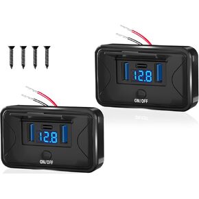 منفذ USB 90 وات 3 منافذ 12 فولت RV مع الفولتميتر LED، مزدوج PD3.0 نوع C شحن سريع 72 وات وQC3.0 18 وات لوحة تثبيت على الحائط، محول شاحن مقبس USB متعدد المنافذ للسيارة RV Marine Boat Bus ATV