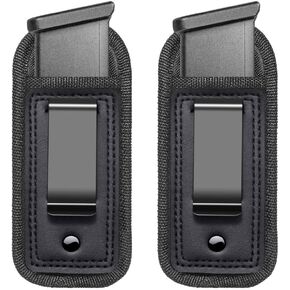 2-Pack Universal IWB Magazine Holster Concealed Carry 9mm .40 .45 | Inside The Waistband Mag Pouch | Mag Holster for Glock 43 17 Sig 1911 S&W M&P | Fits Any 7 10 15 Round Clips for All Pistols