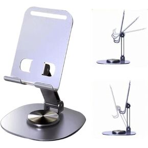 Mobile Phone Stand 360 Degree Rotating Phone Stand Mechanical Sound Foldable Lift Lazy Live Desktop Flat Stand for iPhone, iPad, Cell Phone, All Android Smartphones (Violet-Blue)