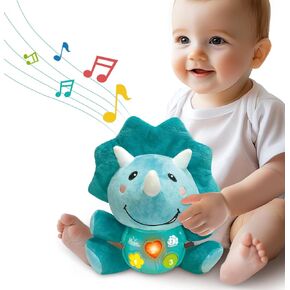 iPlay, iLearn Baby Dinosaur Musical Toys, Newborn Boys Soft Plush Stuffed Animal, Infant Tummy Time, Light Music Triceratops, 1st Birthday Shower Gift Basket Stuff 0 1 2 3 6 9 12 18 Month Toddler Girl in Kuwait