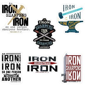 Pack of 6 Proverbs 27 17 Iron Sharpens Iron Waterproof Vinyl Sticker Bible Verse, Religious Inspirational Scripture Quotes, Christian Gifts for All Ages, All ages, Applicable To Many Surfaces 3 Inches