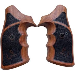 New Padauk Wood with Afzelia wood inserted Grip for Taurus Medium/Large Frame Square Butt .357 M44, 65, 80, 82, 83, 96, 431, 441, 607, 669 Rough Texture, brown