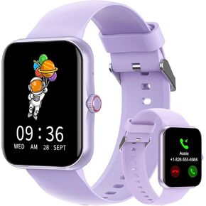 PTHTECHUS Smart Watch for Kids, 1.83" Fitness Tracker Smartwatch for young with Heart Rate/Sleep Monitor 37 Sports Modes Calorie Step Counter Phone Calls Siri Notifications for Andriod iPhone (Purple) in Kuwait