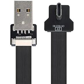 cablecc Right Angled USB 2.0 Type-A Male to USB-C Type-C Male Data Flat Slim FPC Cable for FPV & Disk & Phone 20cm