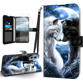 حافظة جلدية PU لهاتف Motorola G Stylus 5G 2024، حافظة هاتف بمشبك مغناطيسي لـ Moto Cute Highland Cow مع حامل بطاقة معصم، حافظة مقاومة للصدمات وواقي شاشة