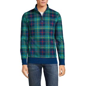 Lands' End Mens Bedford Rib Quarter Zip Sweater Dark Charcoal Heather Regular X-Large