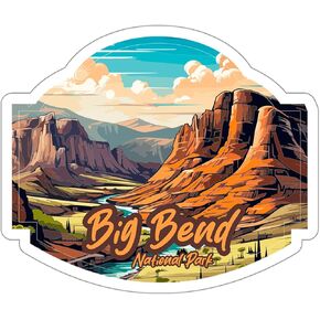 Big Bend National Park Texas Sticker Travel Weatherproof Souvenir Decal Vinyl Small Waterproof for Water Bottle Mug Passport Notebook Laptop Computer Phone Car Stickers Size 4" ID44990