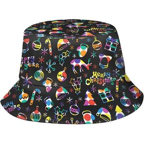 Funny Christmas Snowfalkes Bucket Hats Fashion Sun Cap Packable Summer Travel Boonie Cap for Adults Women Men