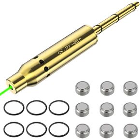 Cal. 9mm/38spl/.357MAG 223Rem .17HMR/.177CAL .22lLR Special Green Laser Boresighter Laser Bore Sight with 6 Batteries Fit Revolvers Pistols Rifle and Air Guns
