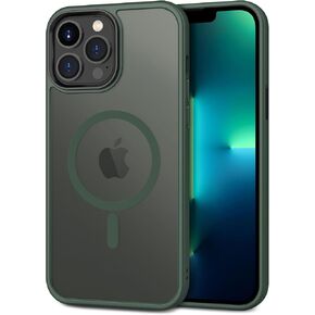 CACOE Magnetic Case for iPhone 13 Pro 6.1 inch-Compatible with MagSafe & Magnetic Car Phone Mount,Anti-Fingerprint TPU Thin Phone Cases Cover Protective Shockproof (Dark Green)