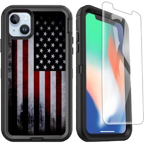 OTTARTAKS Compatible for iPhone 15 Case with Screen Protector, Heavy Duty Camo Case for Men Boys [Military Grade Protection] Shockproof Protective Case for iPhone 15 6.1 Inch 2023