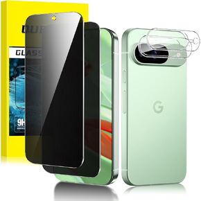 عبوتان + 2 واقي شاشة للخصوصية Google Pixel 9 Pro XL + واقي عدسة الكاميرا، زجاج مقسى مضاد للتجسس 9H، سهل التركيب، حساسية عالية، مناسب للحافظة