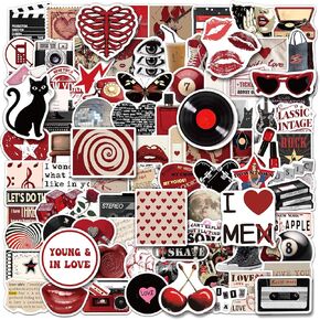 200PCS Downtown Girl Stickers Aesthetic, Trendy Stickers for Girls Teens Red and Black Downtown Girl Stickers Journal Laptop Urban Fashion Downtown Party Favor Room Decor