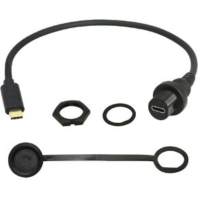 CERRXIAN 30cm Gold Plated USB Type C 3.1 Mount Extension Dash Flush Cable for Car, Boat, Motorcycle, Truck Dashboard (USB-C 3.1)