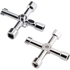 LUTER 2Pcs 4-Way Utilities Keys, Zinc Alloy Radiator Key Cross Triangle Square Water Key for Electric Water Gas Meter Box Cupboard Cabinet Valve