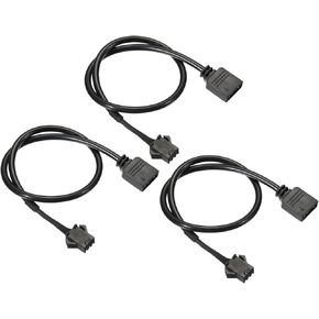 PATIKIL 3 Pin 5V 30cm Long Computer Motherboard Interface to SM3P Female Extension Cable, 3 Pack Power Adapter Plastic Metal for RGB Fans LED Strips, Black