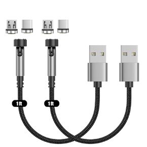 N. NETDOT Magnetic Charging Cable,2in1 Gen12 (1ft/3 Pack Black) 18W Fast Charging Magnetic Phone Charger and Data Transfer Magnetic Charger for USB-C and Micro-USB Phones