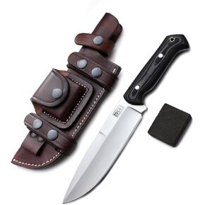 GCS Custom Handmade Black And White Handle D2 Tool Steel Buffalo Hide Sheath GCS 148