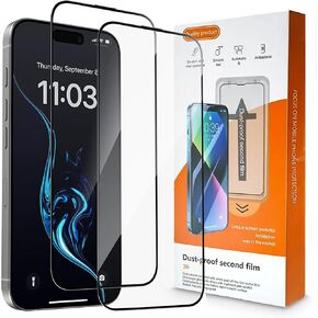 IPhone 16 Pro Max Screen Protector 6.9", 2 Pack Tempered Glass, Shatterproof, Full Coverage Fit Bubble Free Top-Notch Protection, 2 Pack,