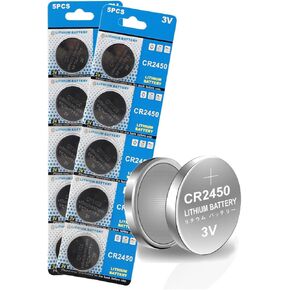 Cotchear 10Pcs CR2450 Battery 550mAh 3V CR2450 KCR2450 5029LC LM2450 CR2450H Button Cell Batteries for Toy Flameless Candles Watch
